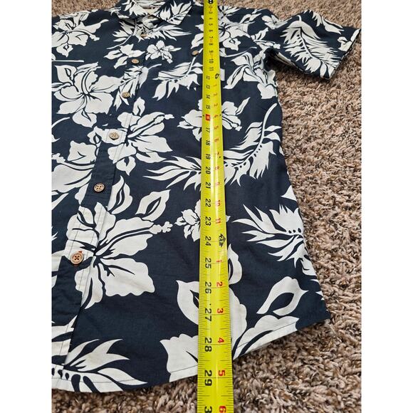Weatherproof Vintage Navy Blue White Floral Hawaiian Shirt Men’s Size S Viscose - Picture 7 of 10
